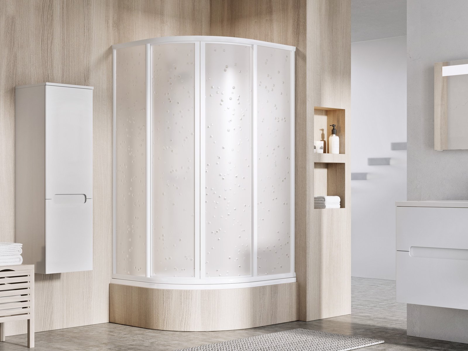 Ravak Supernova cabină de duș 80x80 cm semicircular alb luciu/material polistiren 31144V10011