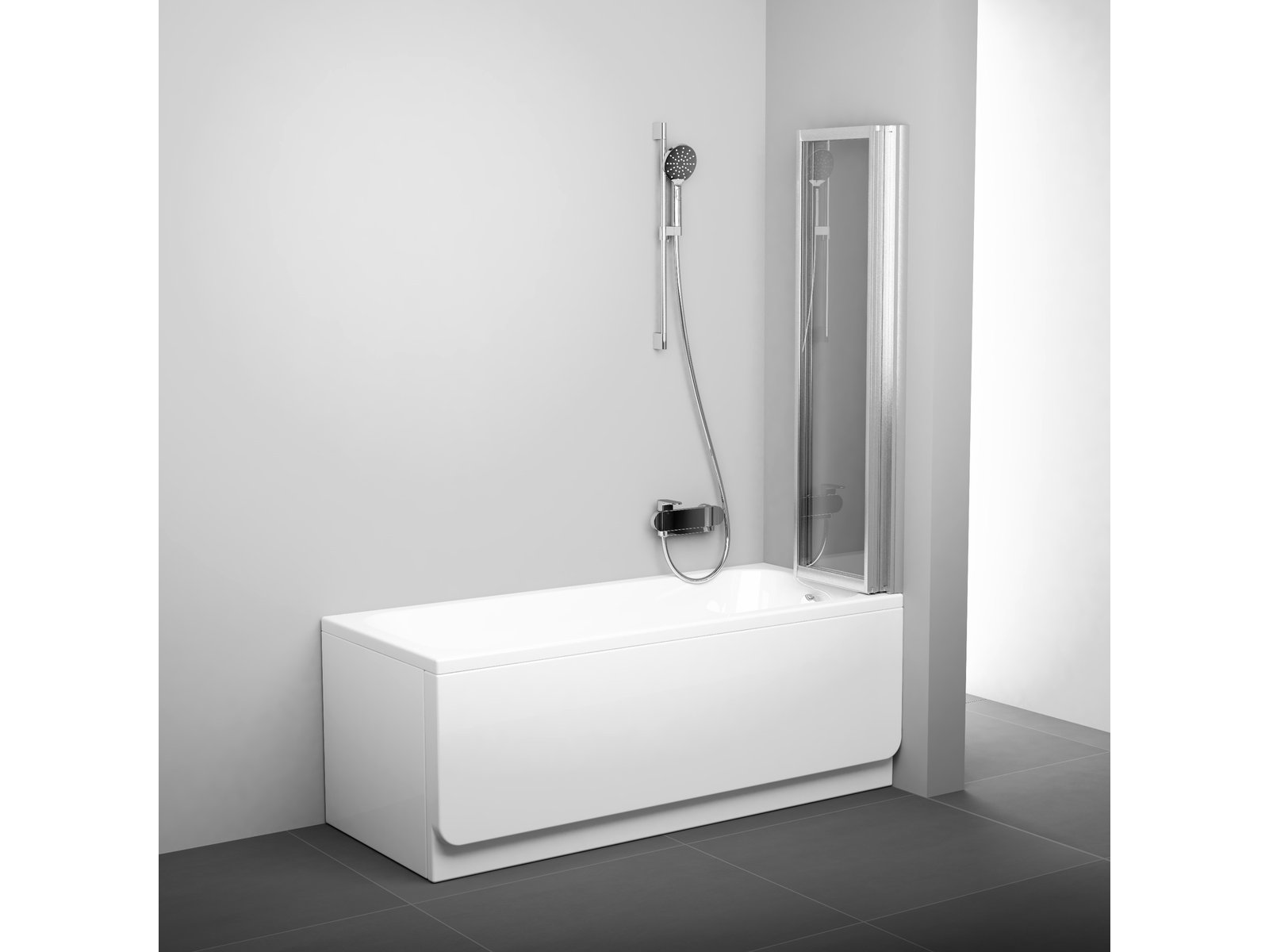 Ravak Supernova paravan cadă 100 cm trei piese satin mat/sticlă transparentă 795V0U00Z1