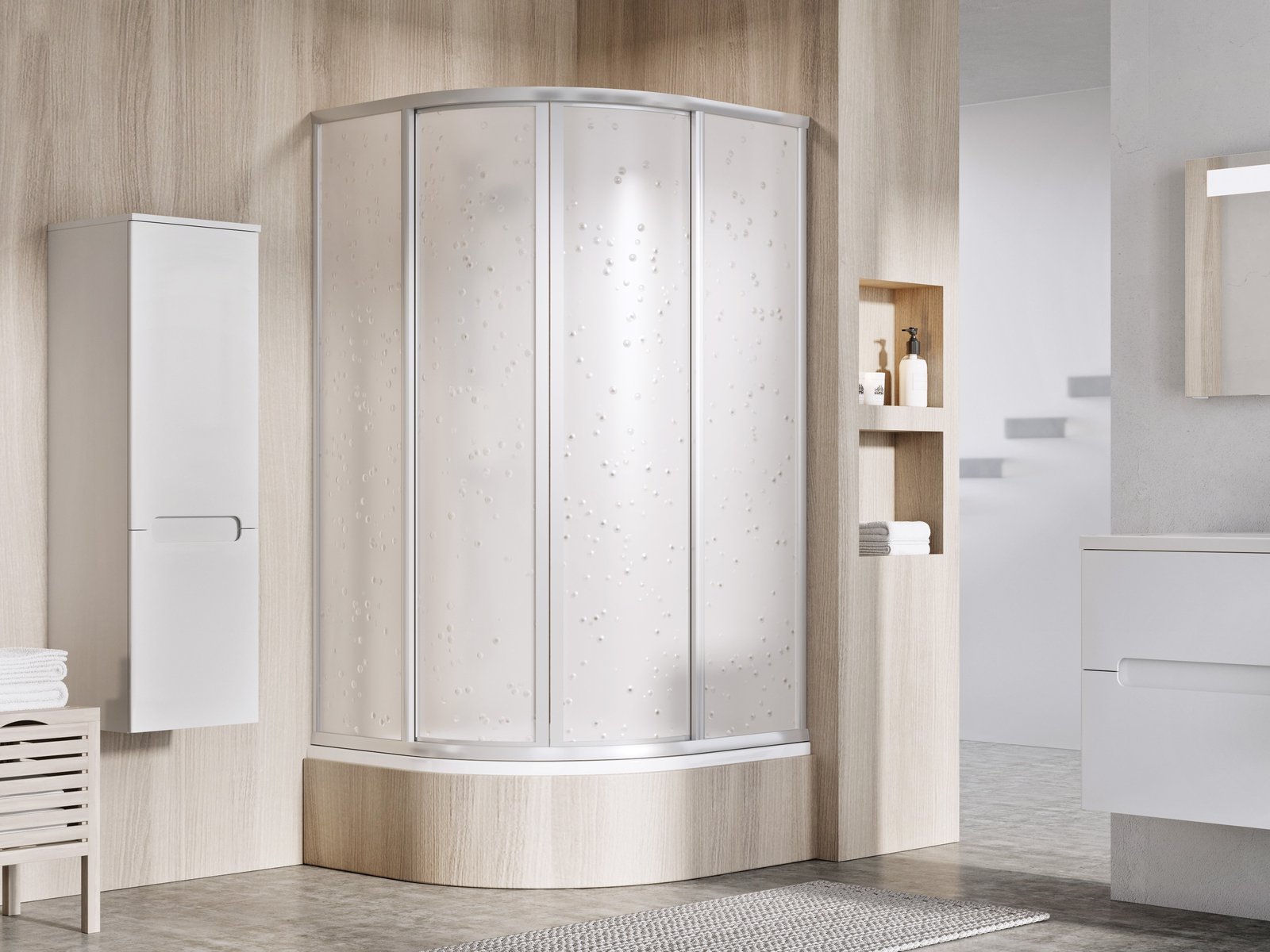 Ravak Supernova cabină de duș 90x90 cm semicircular satin mat/material polistiren 31177VU0011