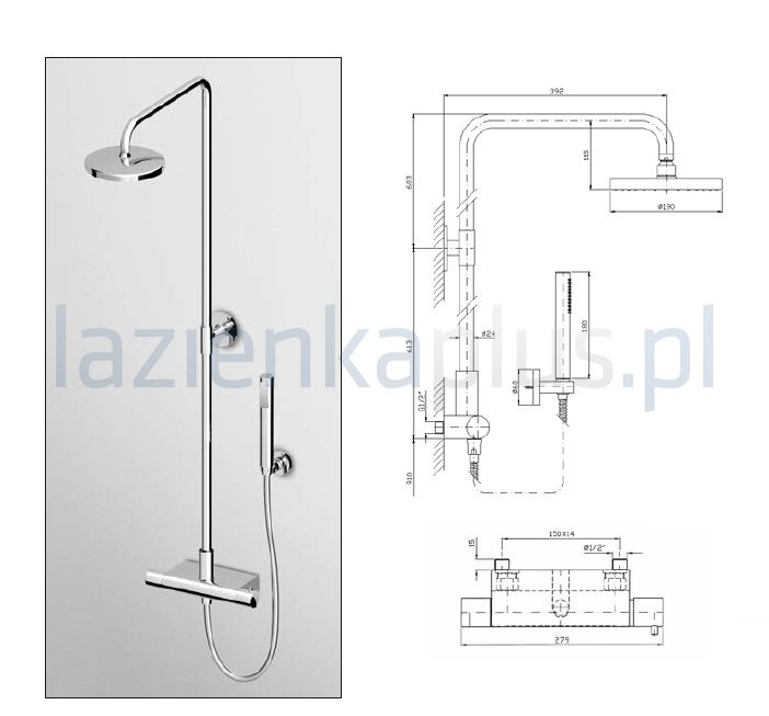 Zucchetti Isy kolumna natryskowa shower ZD1050.R3
