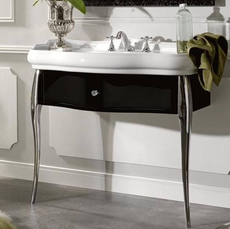 Kerasan Retro dulap 90x40x77 cm sub chiuveta pe picioare negru-auriu 7363K4