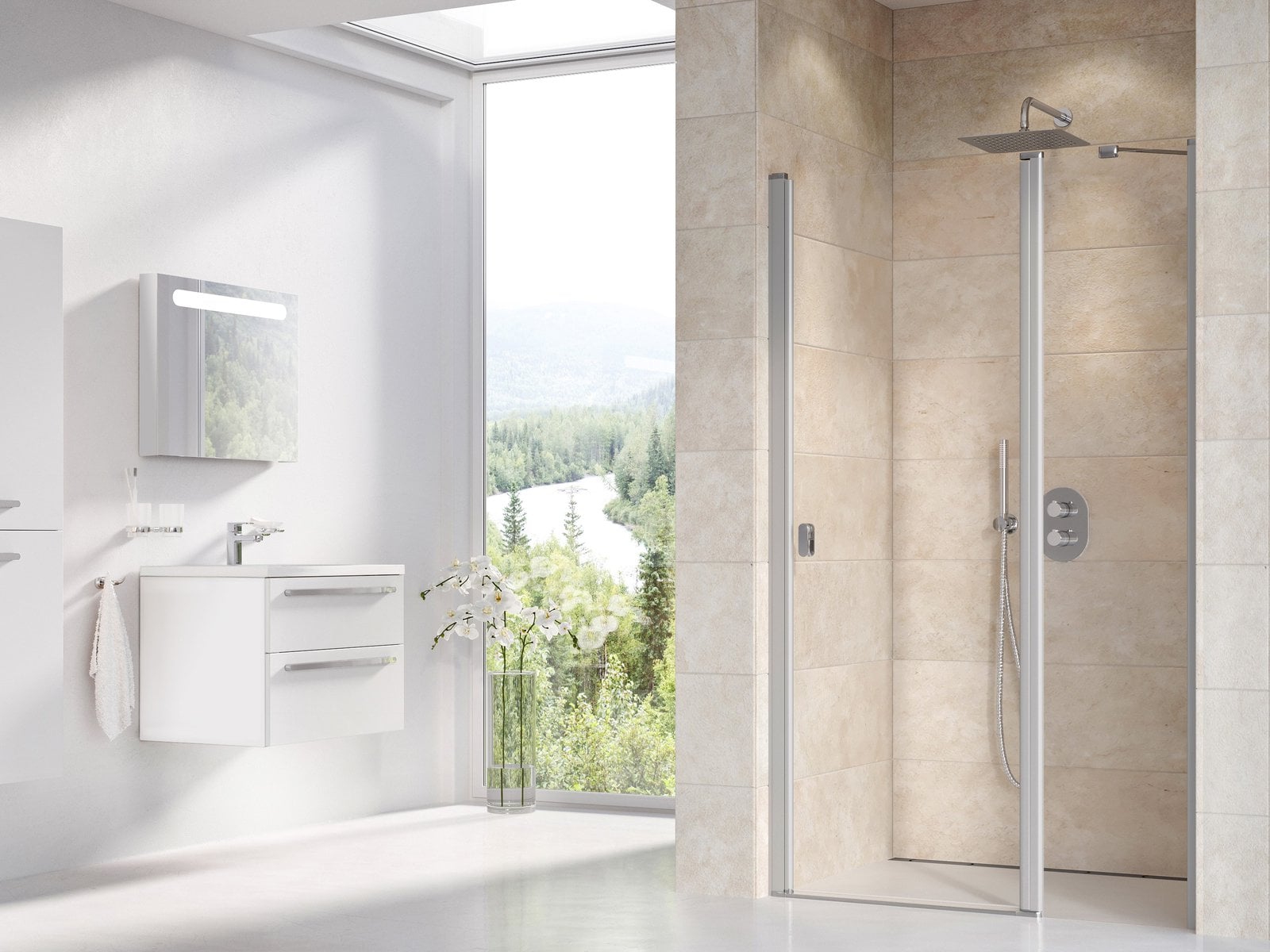 Ravak Chrome uși de duș 120 cm înclinabilă satin mat/sticlă transparentă 0QVGCU00Z1