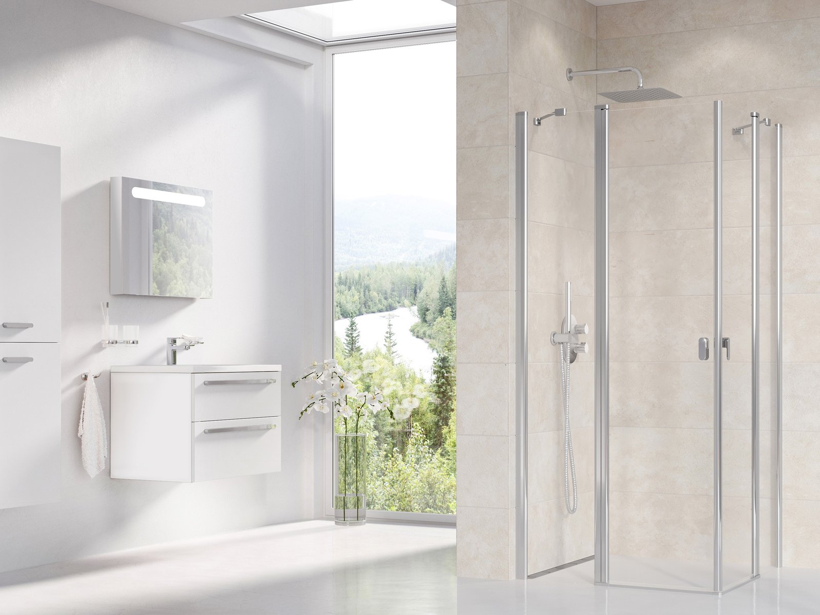 Ravak Chrome uși de duș 80 cm înclinabilă aluminiu luciu/sticlă transparentă 1QV40C00Z1