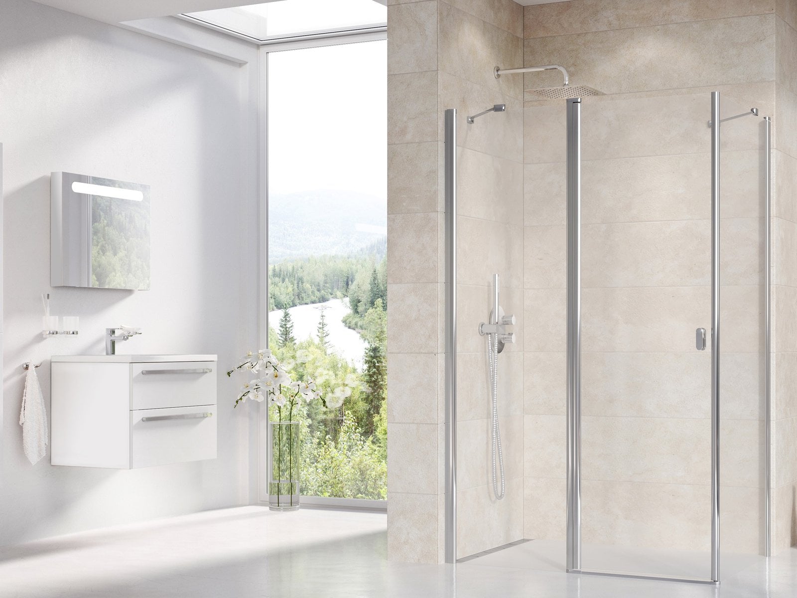 Ravak Chrome uși de duș 110 cm înclinabilă aluminiu luciu/sticlă transparentă 1QVD0C00Z1