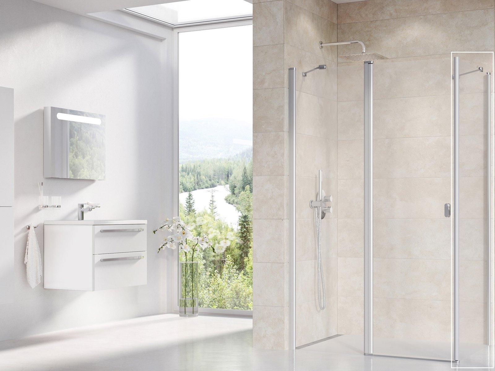 Ravak Chrome perete de duș 80 cm satin mat/sticla transparentă 9QV40U00Z1