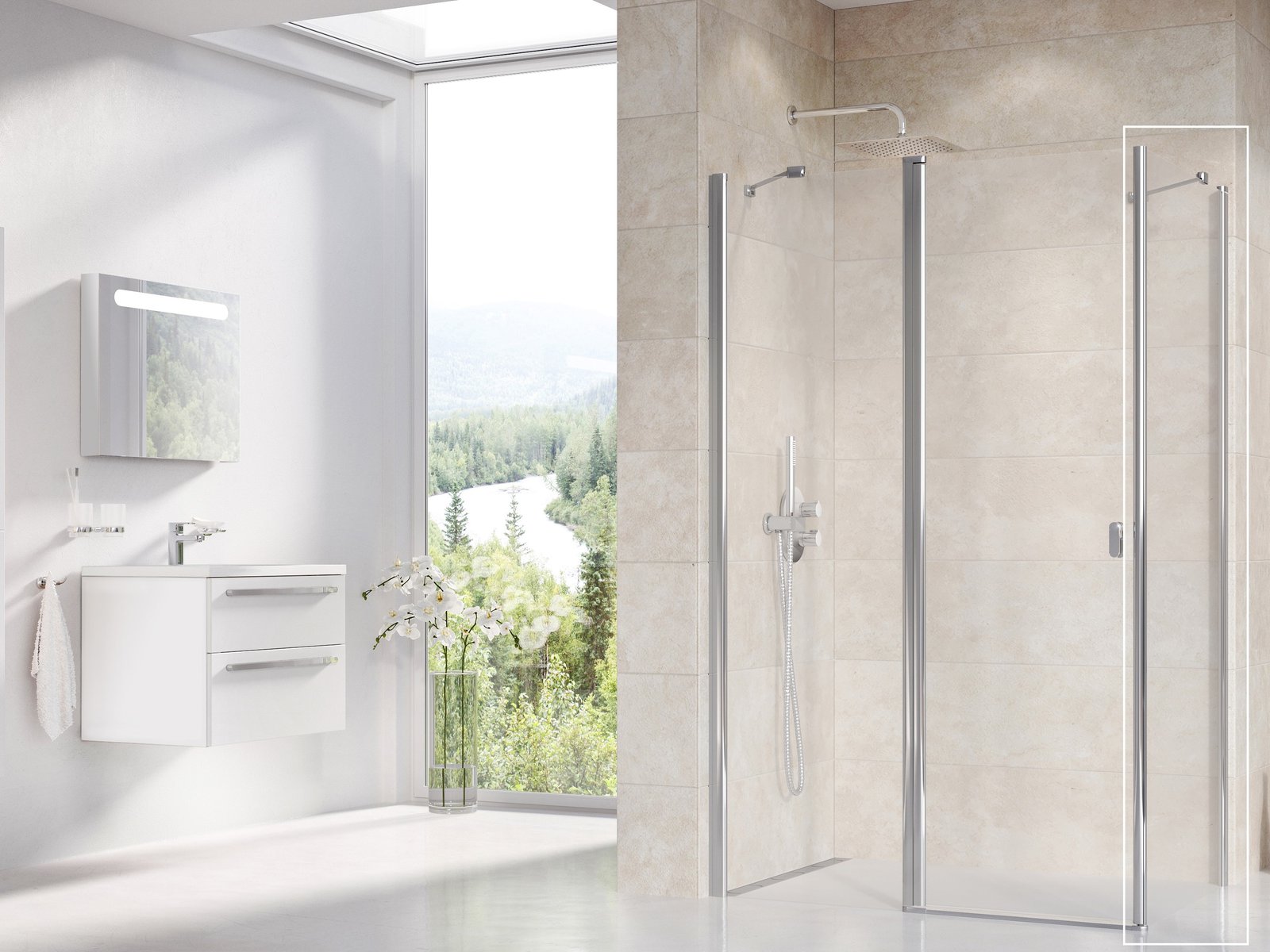 Ravak Chrome perete de duș 90 cm aluminiu luciu/sticla transparentă 9QV70C00Z1