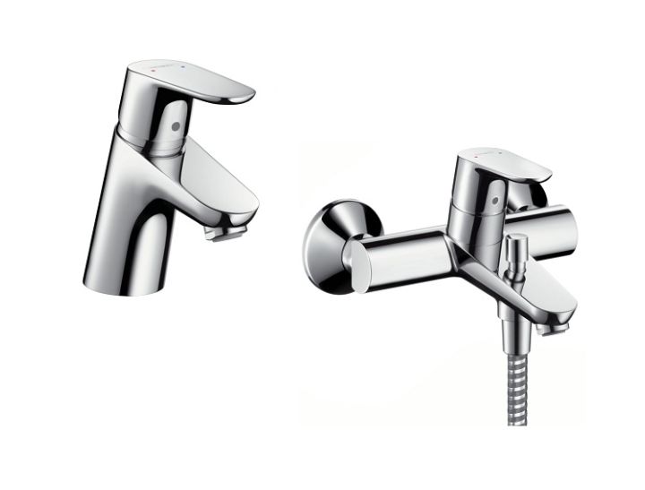 Set baterie cadă-duș Hansgrohe Focus 31940000, baterie lavoar Hansgrohe Focus 31730000