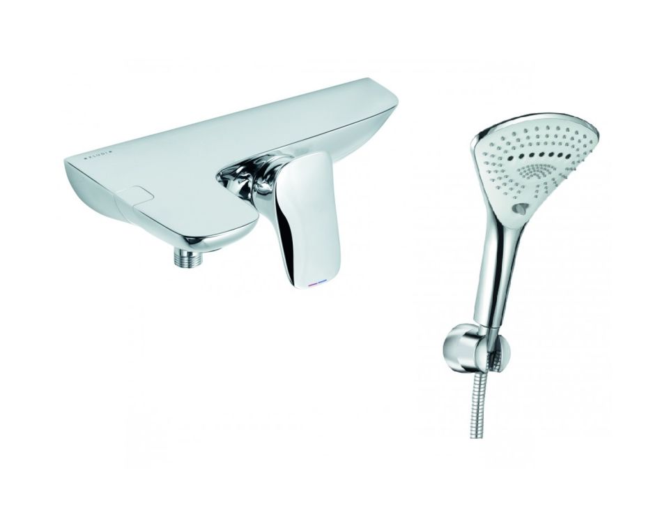 Set baterie cadă-duș Kludi Ambienta 534450575, set de duș Kludi Fizz 6775005-00