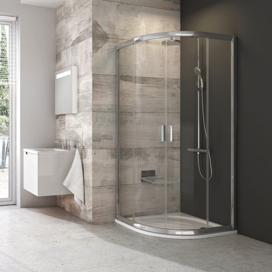 Ravak Blix cabină de duș 90x90 cm semicircular aluminiu luciu/sticlă cu model 3B270C00ZG