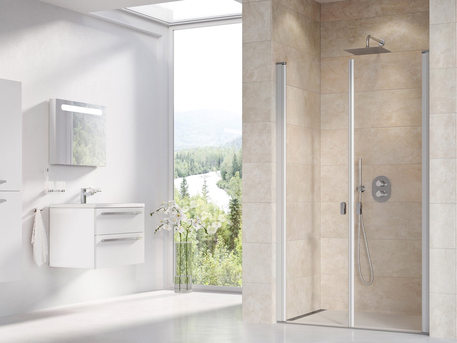 Ravak Chrome uși de duș 90 cm înclinabilă aluminiu luciu/sticlă transparentă 0QV7CU0LZ1