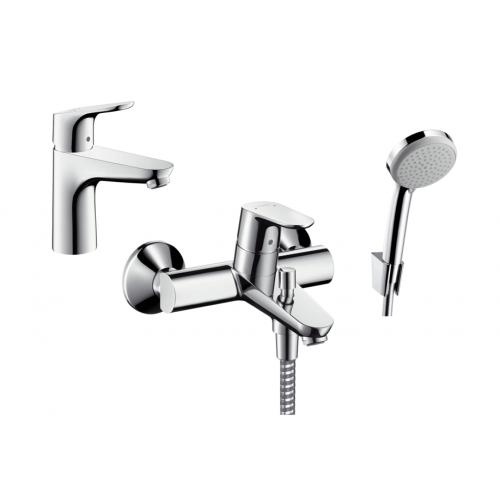 Set baterie cadă-duș Hansgrohe Focus 31940000, baterie lavoar Hansgrohe Focus 31607000, 27592000