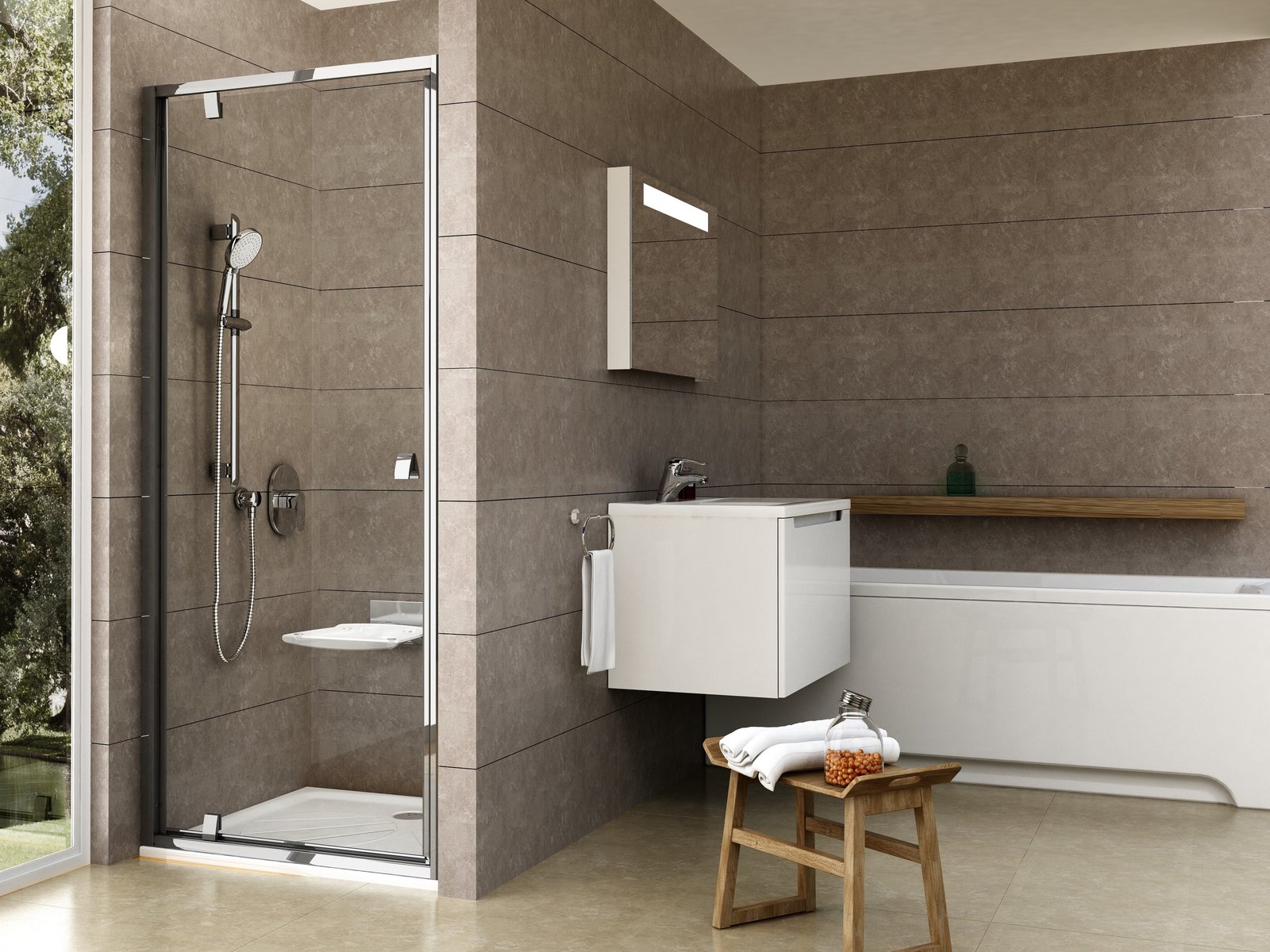 Ravak Pivot uși de duș 80 cm înclinabilă aluminiu luciu/sticlă transparentă 03G40C00Z1