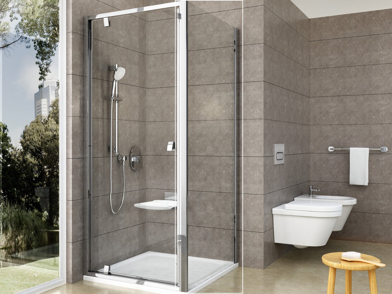 Ravak Pivot perete de duș 80 cm aluminiu luciu/sticla transparentă 90G40C00Z1