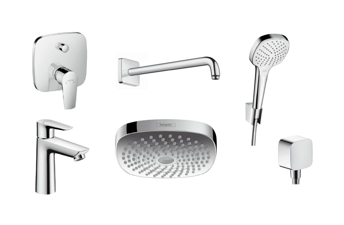 Set cap de duș Hansgrohe Select 26524400, baterie cadă-duș Hansgrohe Talis E 71745000, 71710000, 27446000, 26425400, 26457000