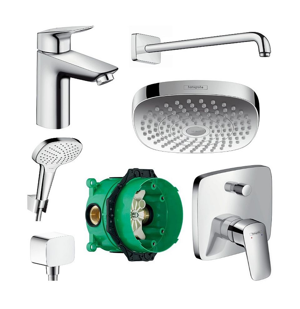 Set cap de duș Hansgrohe Select 26524400, baterie cadă-duș Hansgrohe Logis 71405000, 27446000, 01800180, 71100000, 26425400, 26457000