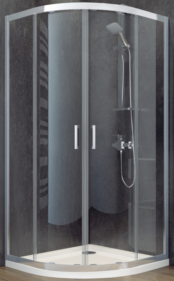 Besco Modern 185 cabină de duș 90x90 cm semicircular crom luciu/sticlă grafit MP-90-185-G