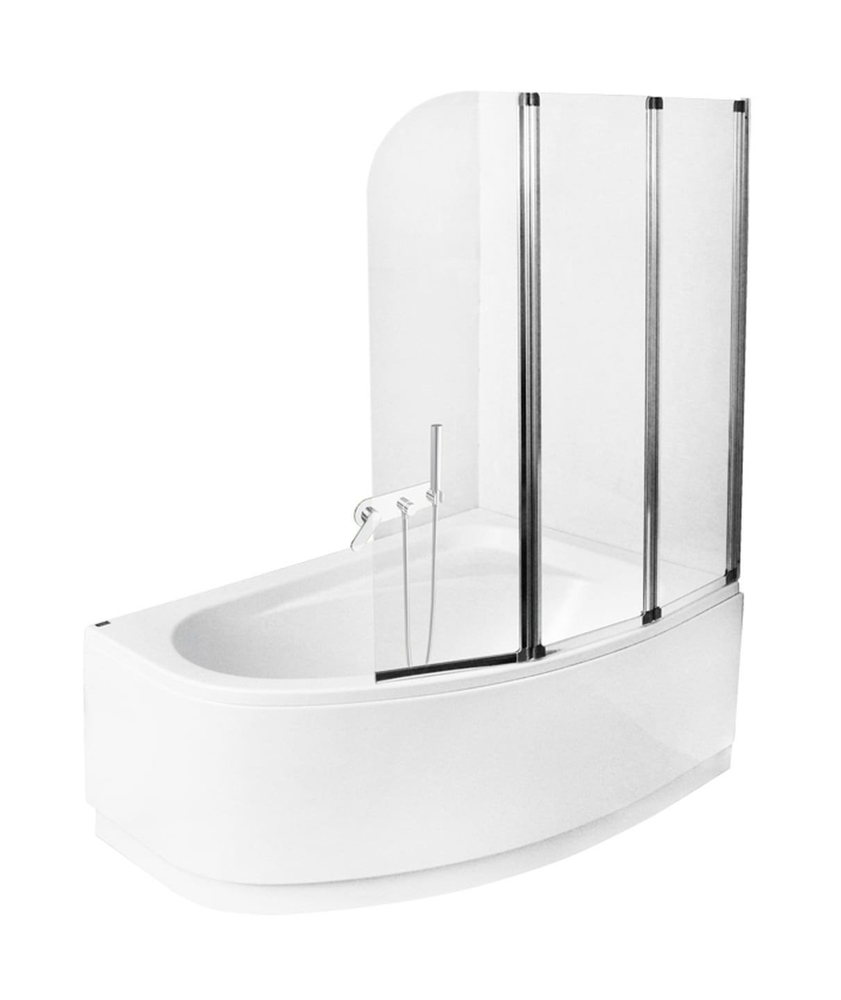 Besco Ambition paravan cadă 123.5 cm trei piese crom luciu/sticlă transparentă PA-3S