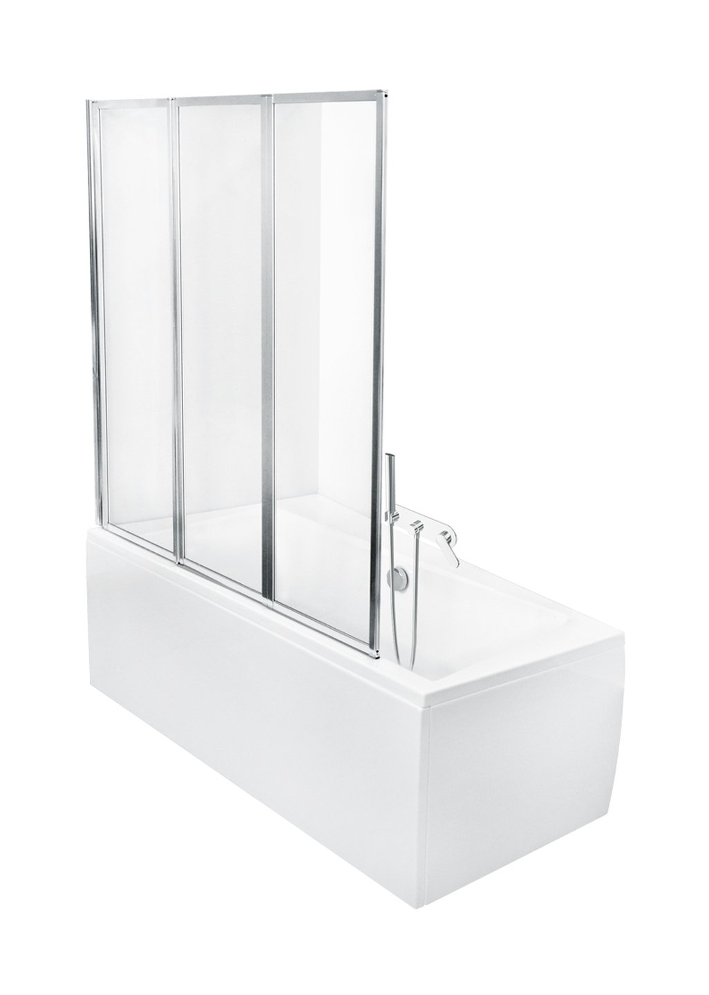Besco Ambition paravan cadă 130 cm trei piese crom luciu/sticlă transparentă PAP-3S