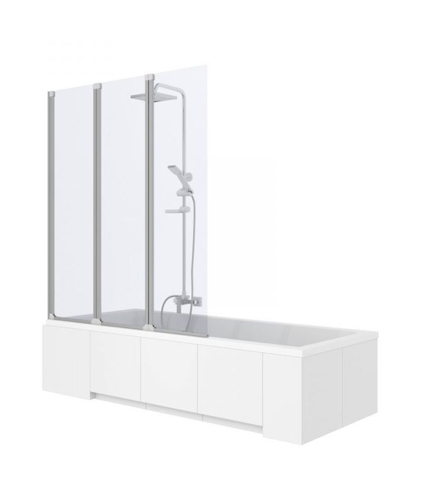 Rea Agat paravan cadă 120 cm trei piese crom luciu/sticlă transparentă REA-W0301