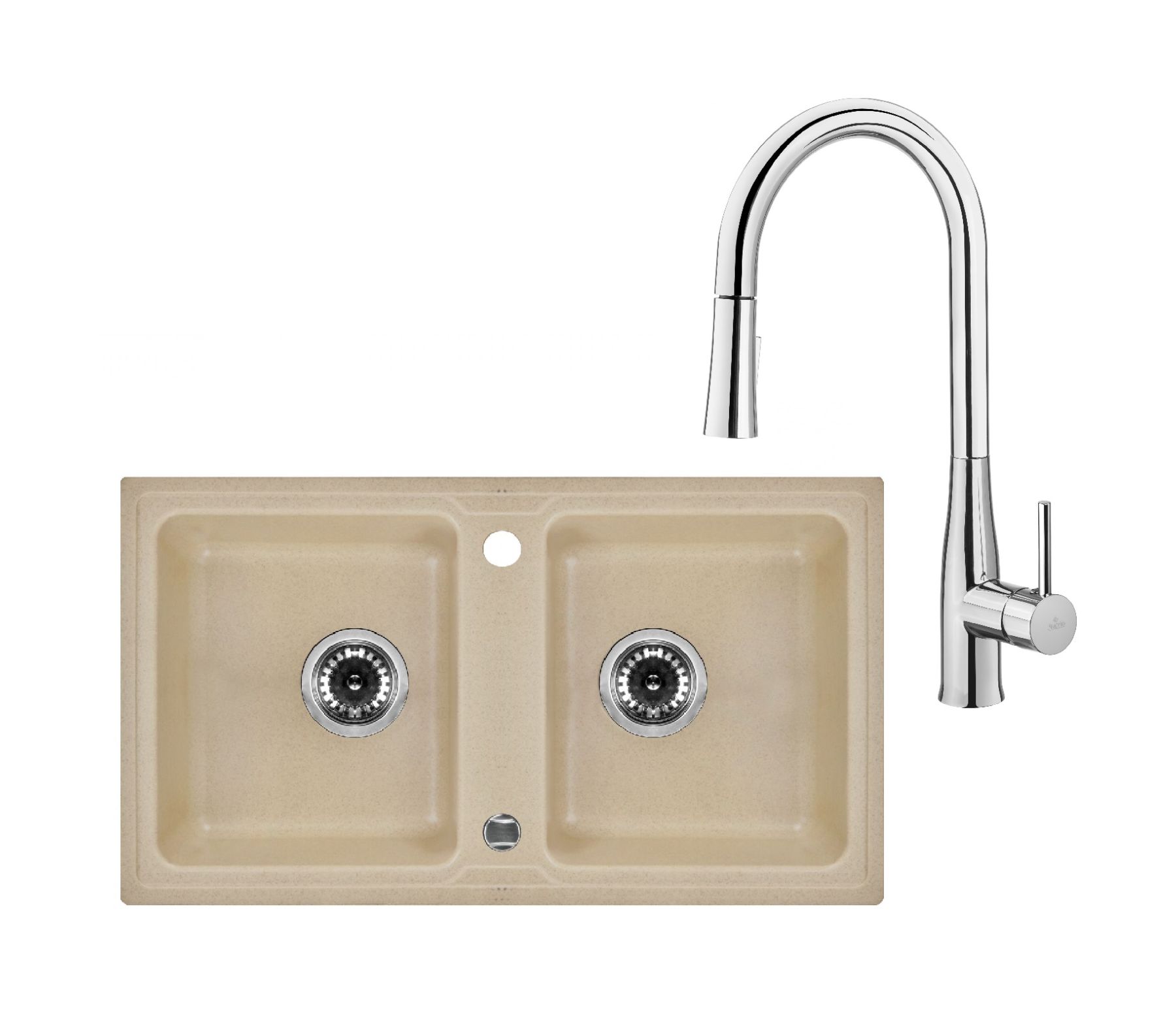 Set chiuvetă din granit Deante Zorba ZQZ_7203, baterie bucătărie Deante Lukrecja BDH_072M