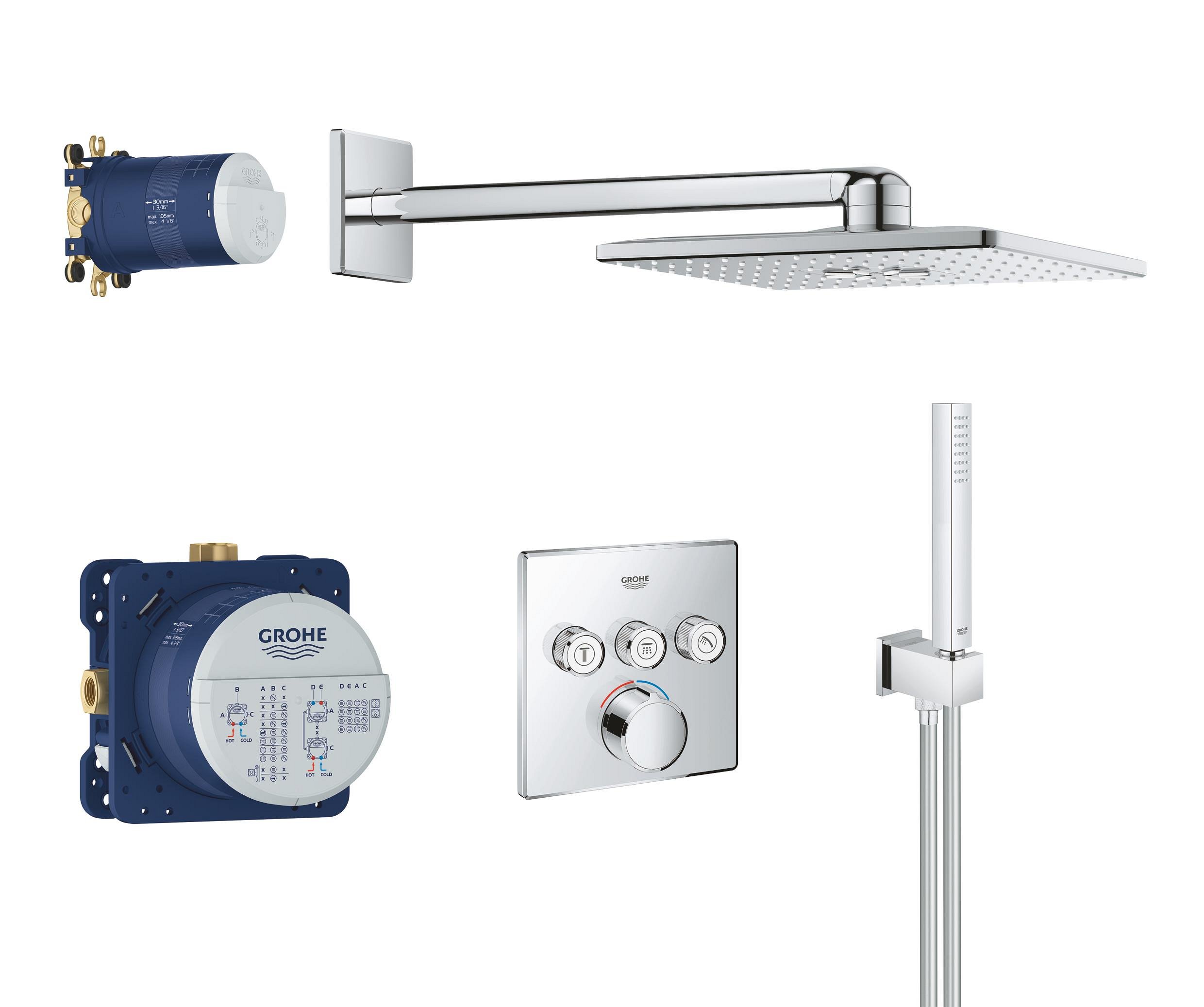 Grohe SmartControl set de duș ascuns cu termostat da StarLight Chrome 34712000