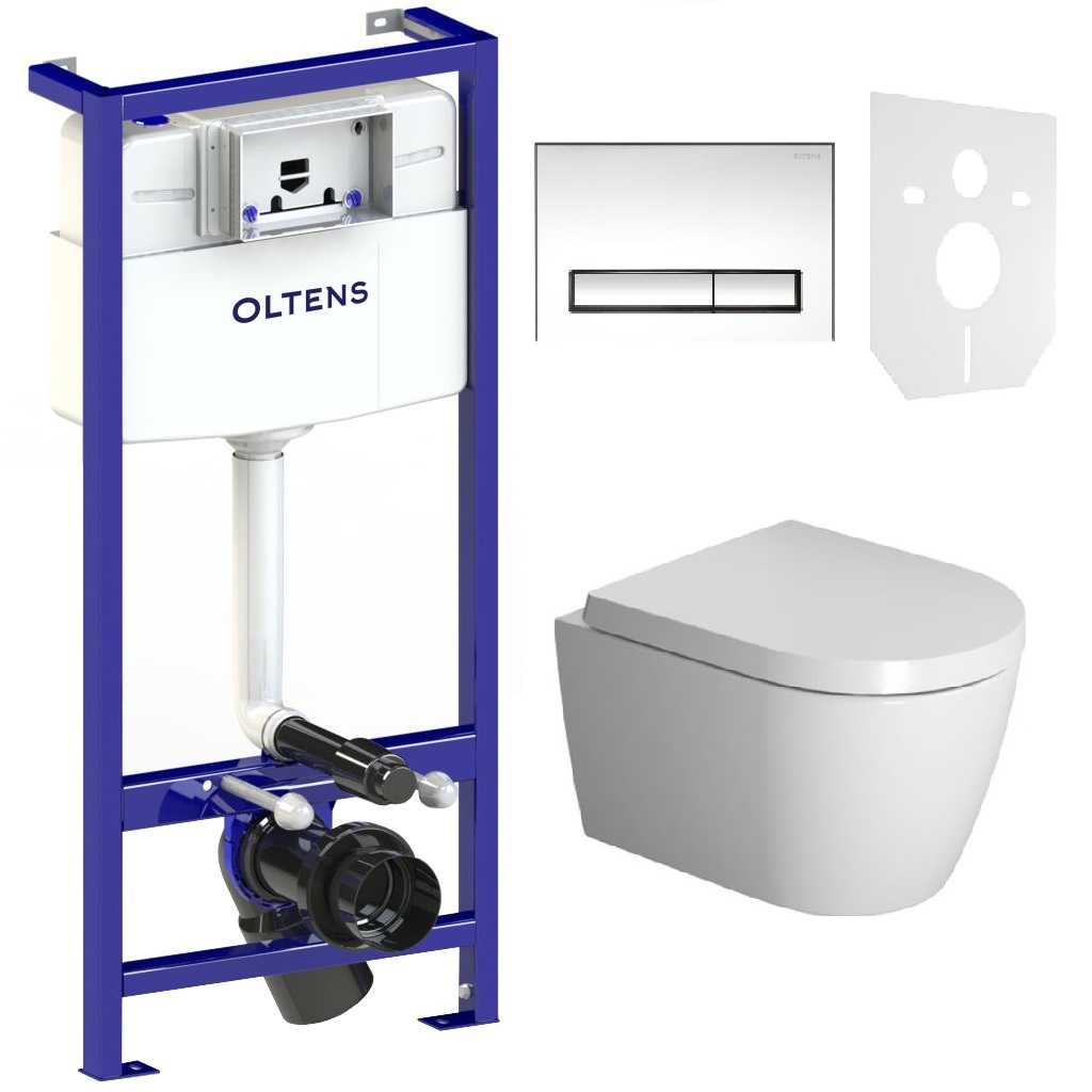 Set vas WC Duravit ME by Starck 2530090000, cadru încastrat cu buton și sigiliu Oltens Triberg 58300100, 0020190000