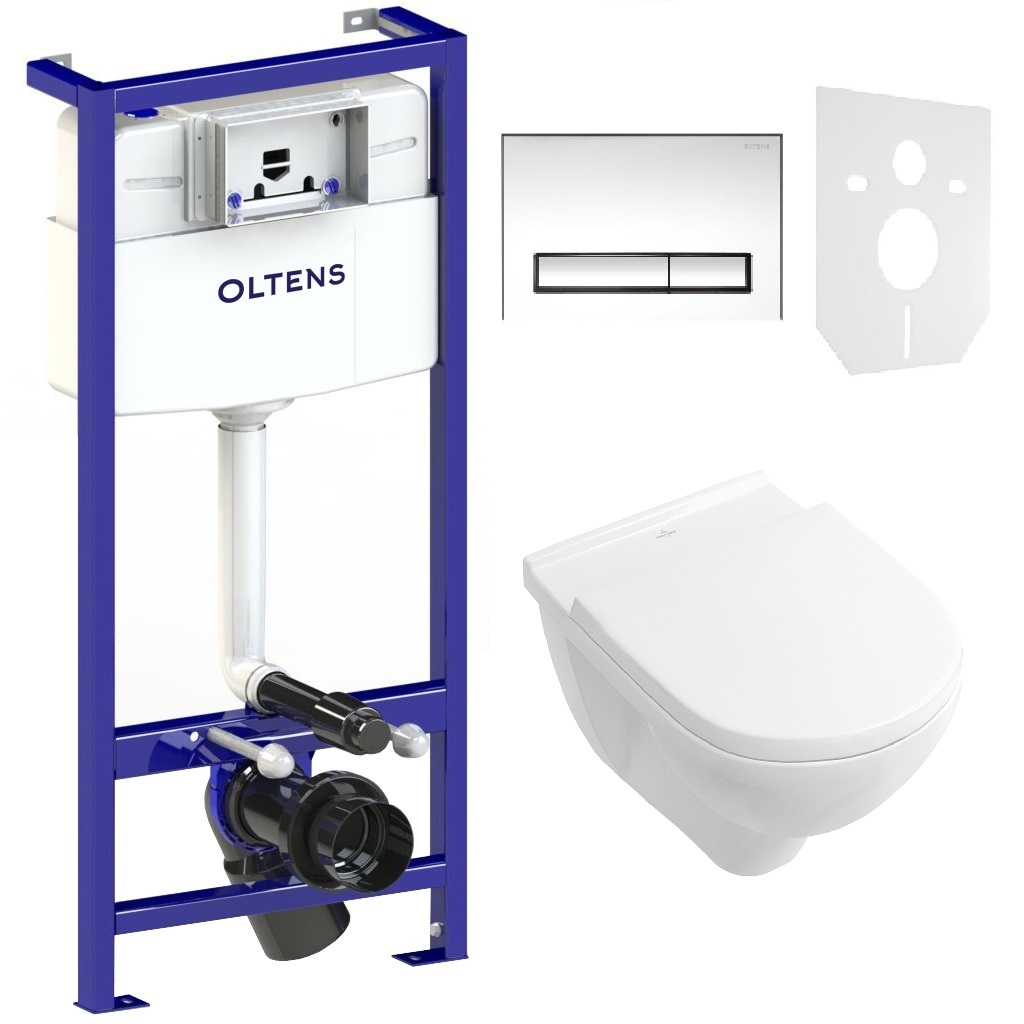 Set cadru încastrat cu buton și sigiliu Oltens Triberg 58300100, set Combi-Pack cu tablă Villeroy & Boch O.Novo 5660HR01