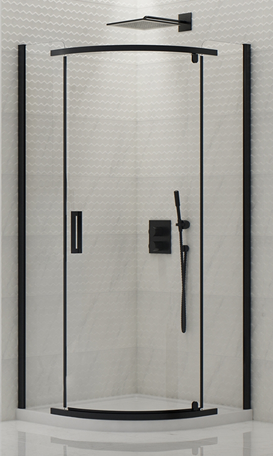 New Trendy New Komfort Black cabină de duș 80x80 cm semicircular negru semi lucios/sticlă transparentă K-0468