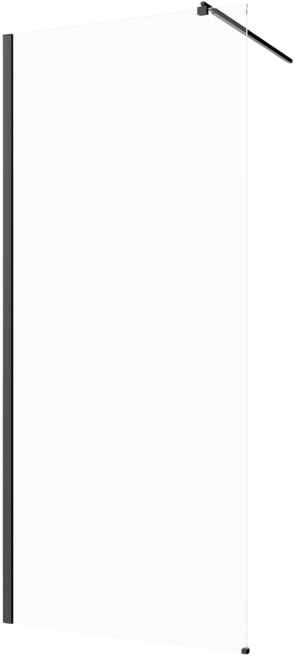 Invena perete cabină de duș walk-in 80 cm negru semi lucios/sticla transparentă AK-32-181