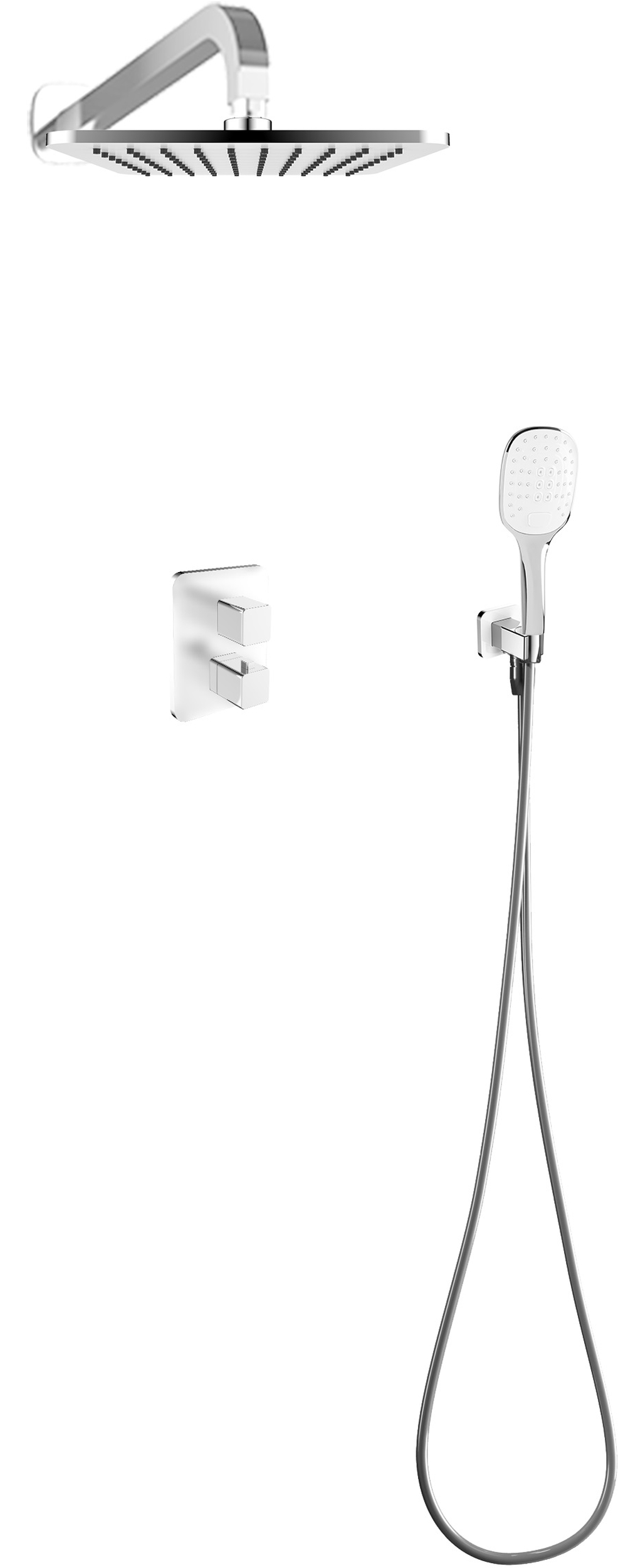 Omnires Sys set de duș ascuns cu termostat cu duș de ploaie crom-alb SYSPM17ACRB