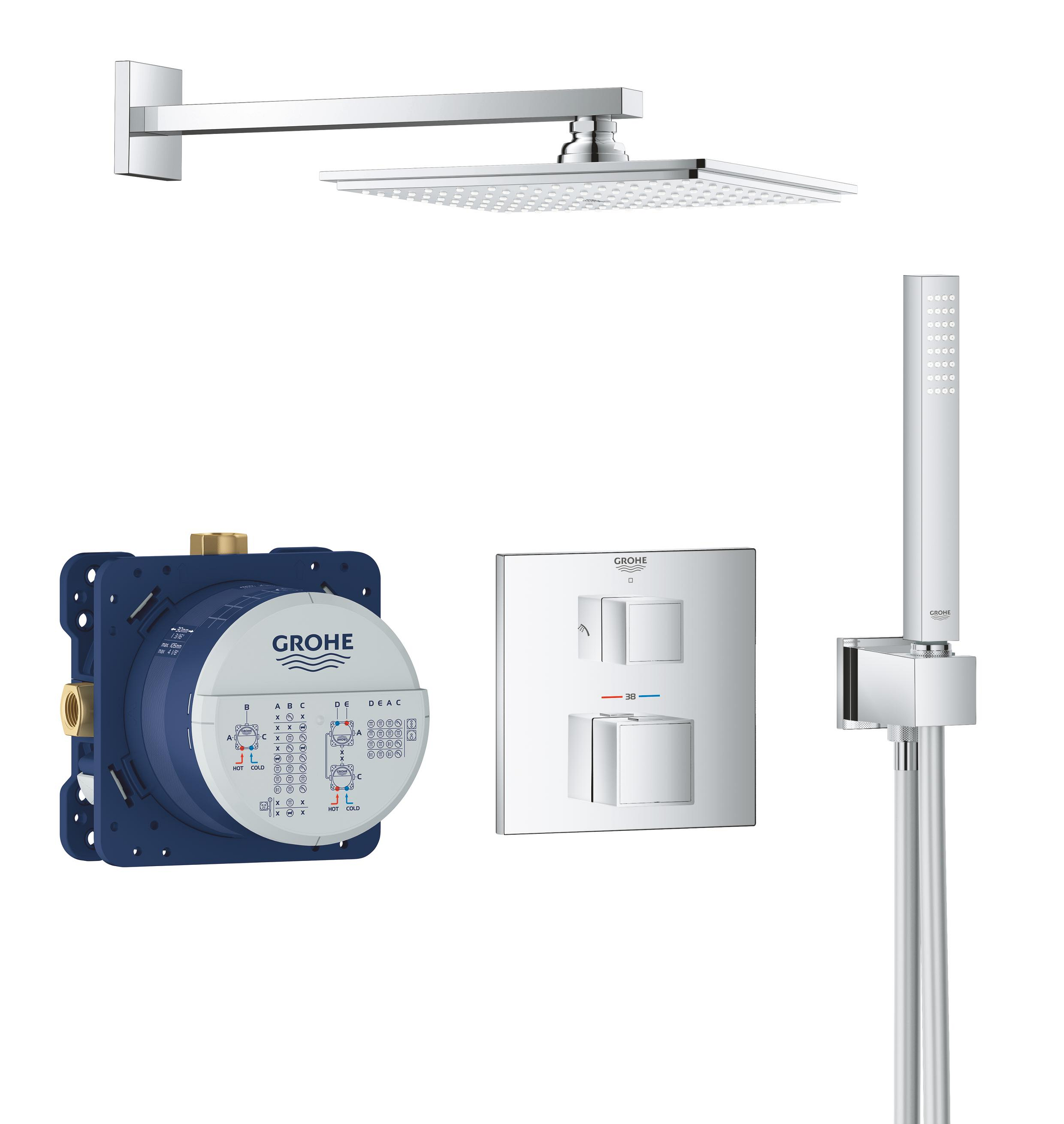 Grohe Grohtherm Cube set de duș ascuns cu termostat StarLight Chrome 34741000