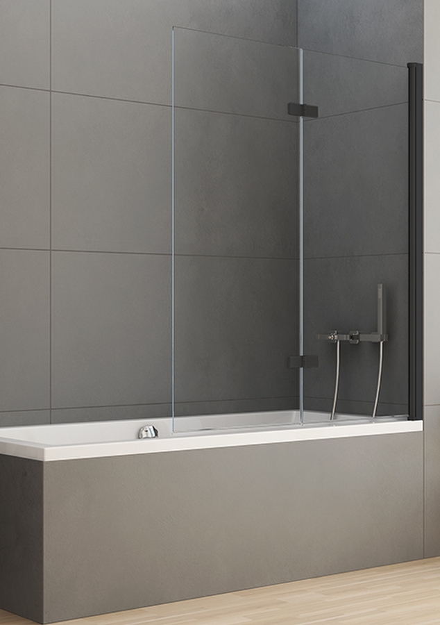 New Trendy New Soleo Black paravan cadă 100 cm două piese negru mat/sticlă transparentă P-0042