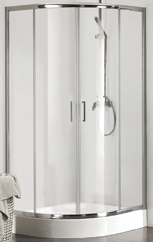 Kermi Cada XS cabină de duș 80x80 cm semicircular argint luciu/sticlă transparentă CKT5508020VPK