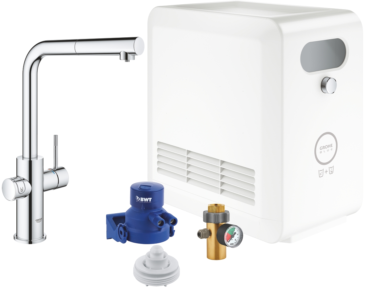 Grohe Blue set starter cu baterie bucătărie pe picior StarLight Chrome 31326002