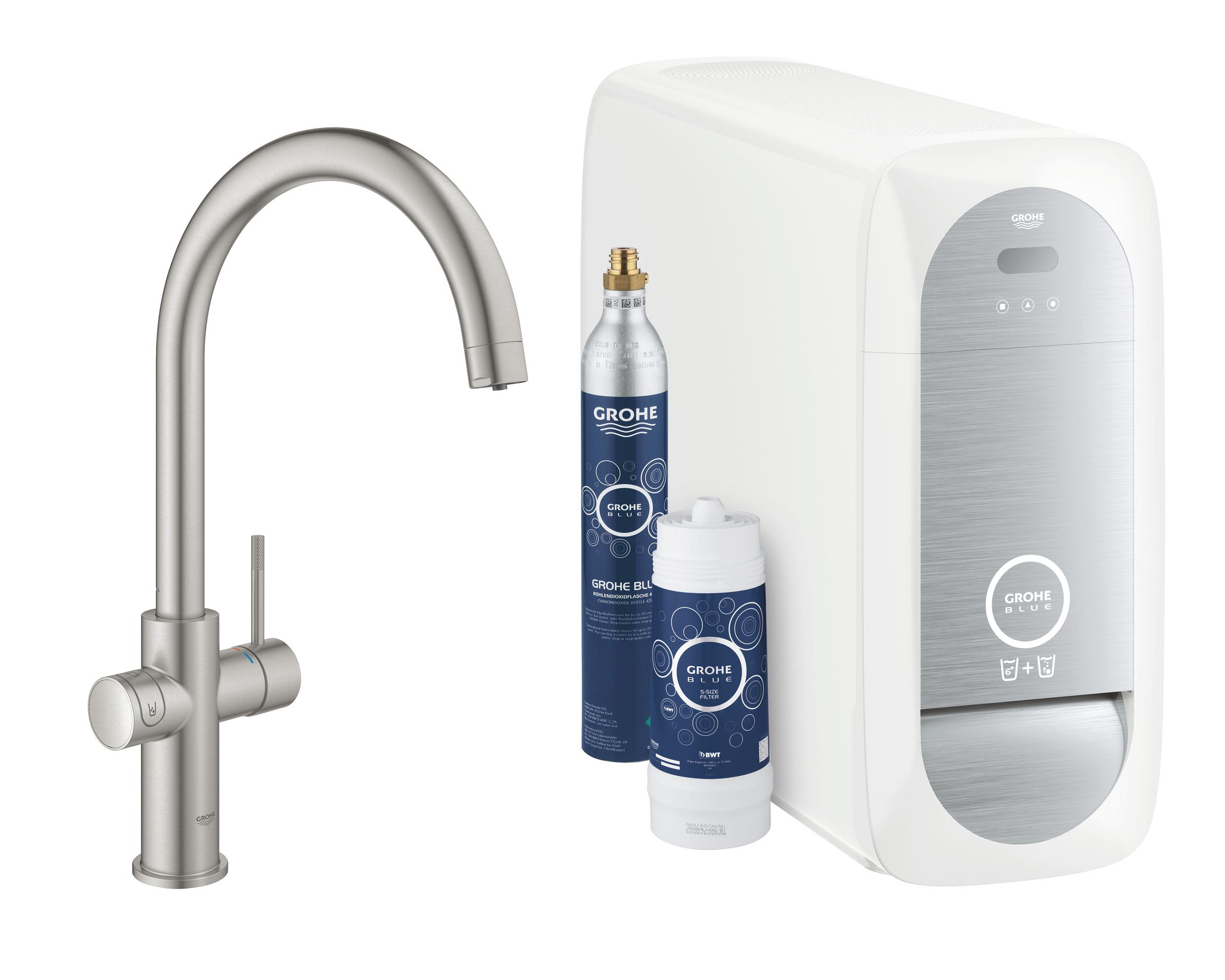Grohe Blue baterie de bucatarie cu filtru pe picior oţel inoxidabil 31455DC1