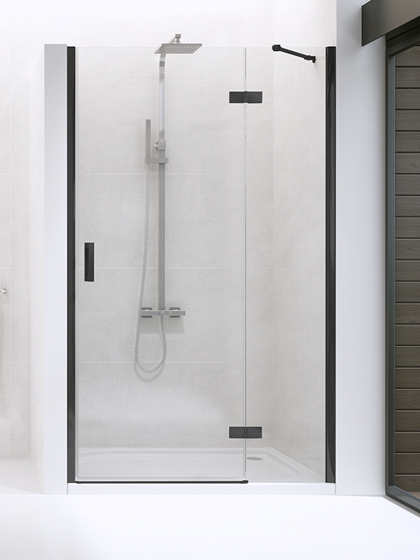 New Trendy New Renoma Black uși de duș 120 cm înclinabilă negru mat/sticlă transparentă D-0200A