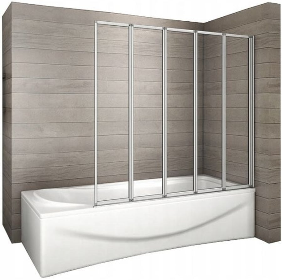 Rea Idea paravan cadă 120 cm cinci piese crom luciu/sticlă transparentă REA-W0850