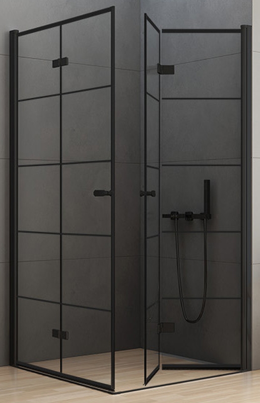 New Trendy New Soleo Black cabină de duș 90x80 cm dreptunghiular negru mat/sticlă cu model D-0287A/D-0290A