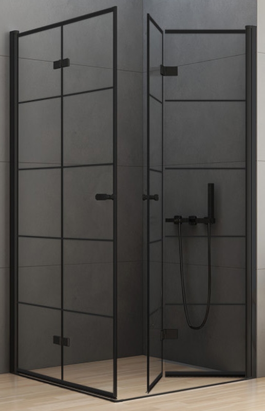 New Trendy New Soleo Black cabină de duș 90x80 cm dreptunghiular negru semi lucios/sticlă cu model D-0289A/D-0288A