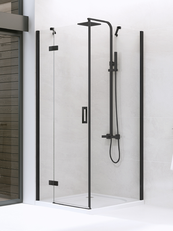New Trendy New Renoma Black cabină de duș 80x80 cm pătrat negru semi lucios/sticlă transparentă D-0201A/D-0110B