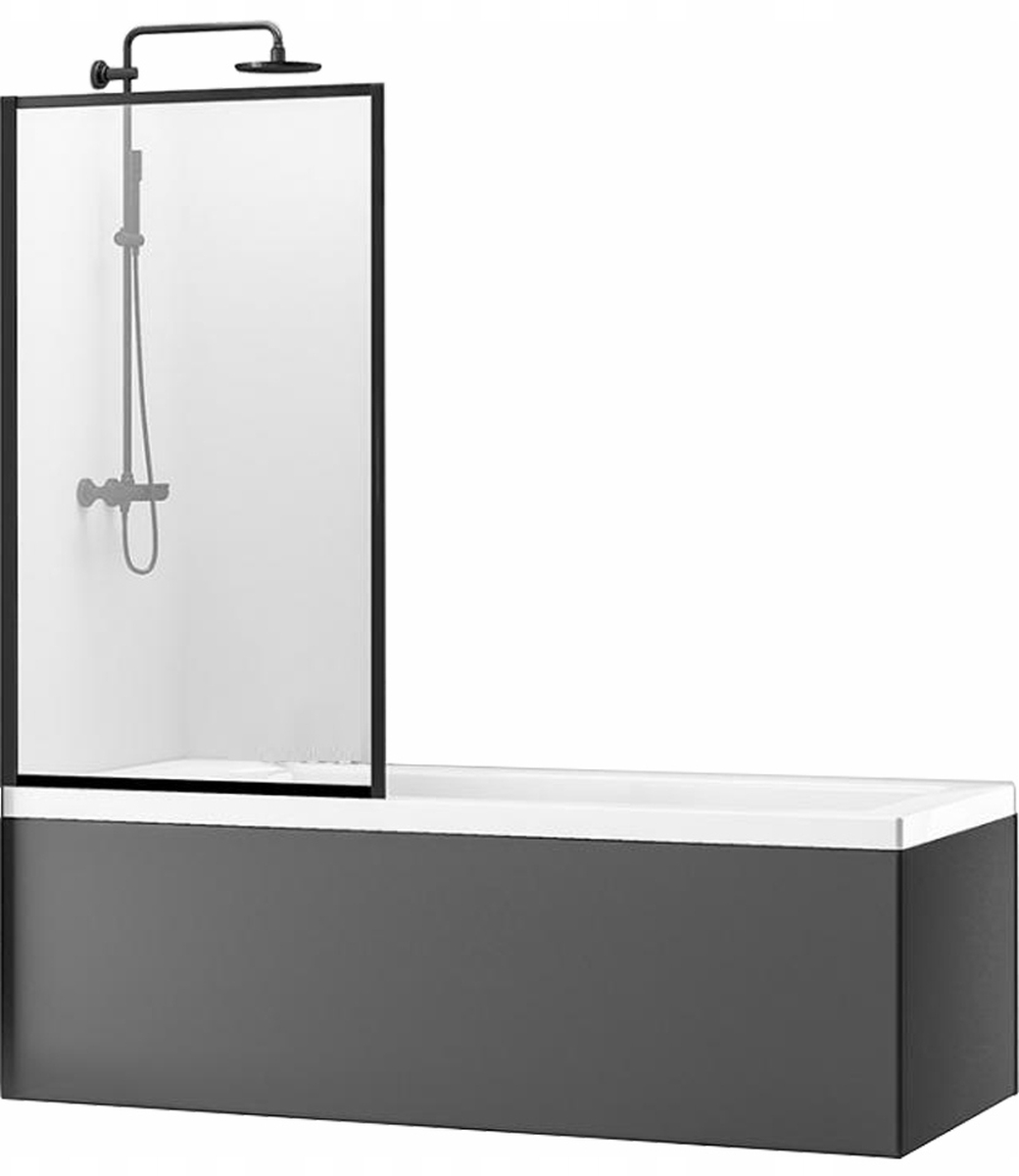 Rea Lagos paravan cadă 80 cm o piesă negru mat/sticlă transparentă REA-K7633
