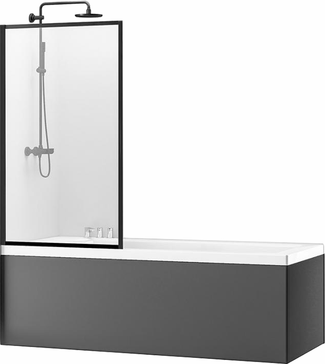 Rea Lagos paravan cadă 70 cm o piesă negru mat/sticlă transparentă REA-K7689