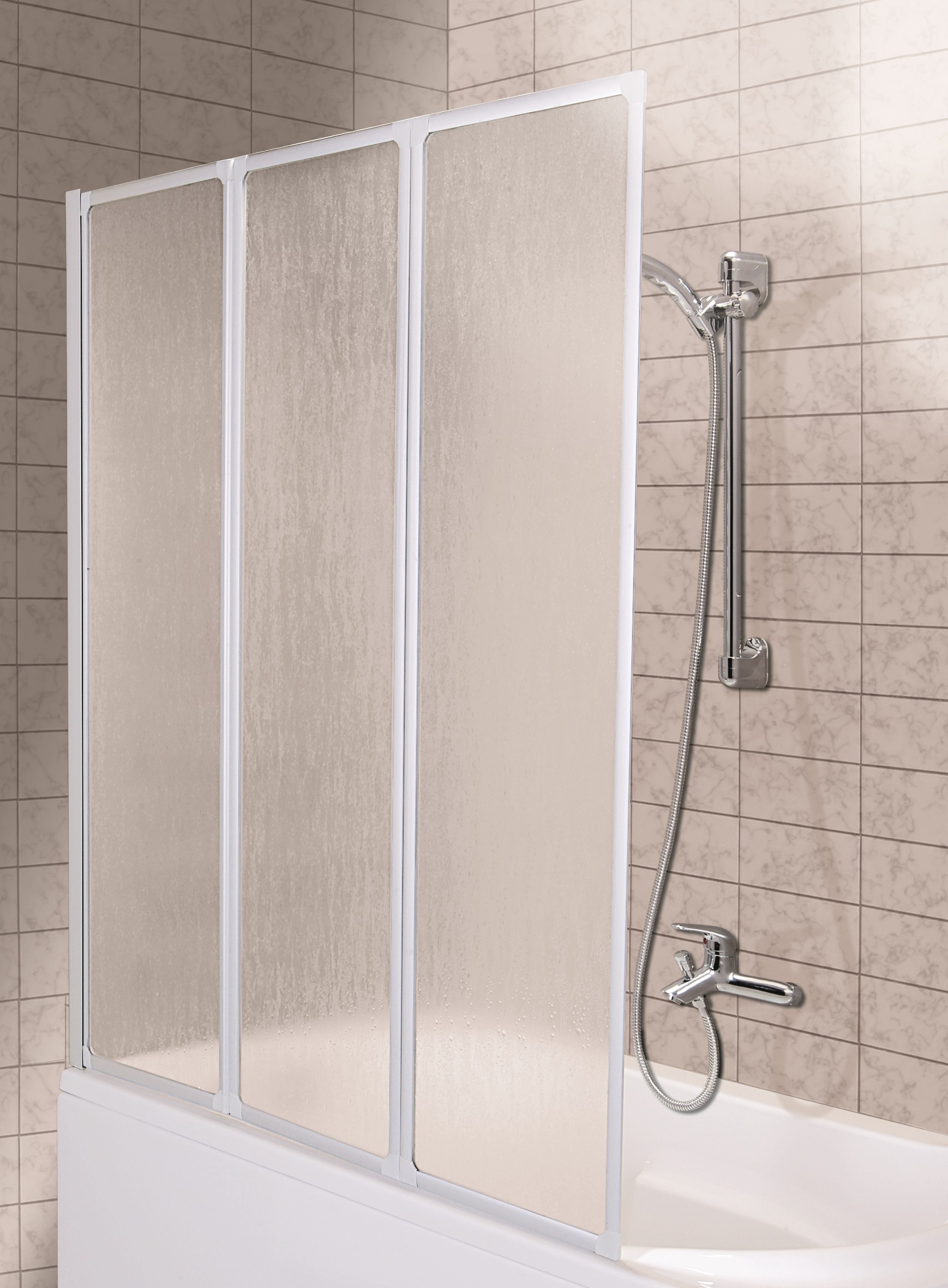 KFA Armatura Standard paravan cadă 120 cm trei piese alb mat/plastic 170-04010P