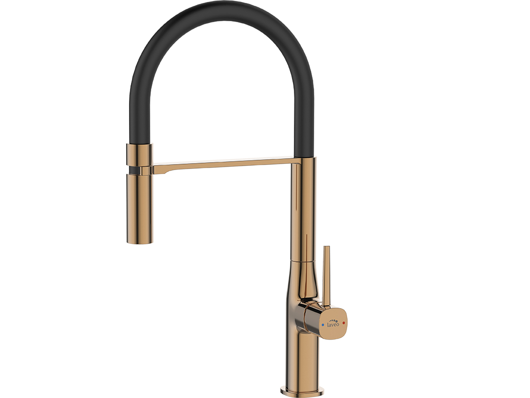 Laveo Pola baterie bucătărie pe picior negru-aur/aur vechi BAP878D