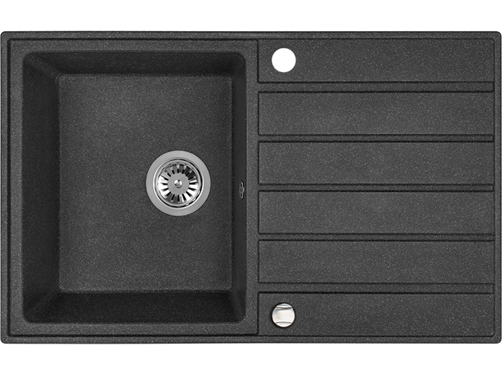 Laveo Margarita chiuvetă din granit 79x49 cm negru SBM711T