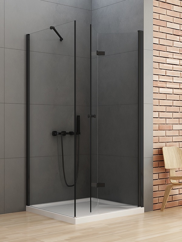 New Trendy New Soleo Black cabină de duș 90x90 cm pătrat negru mat/sticlă transparentă D-0239A/D-0115B