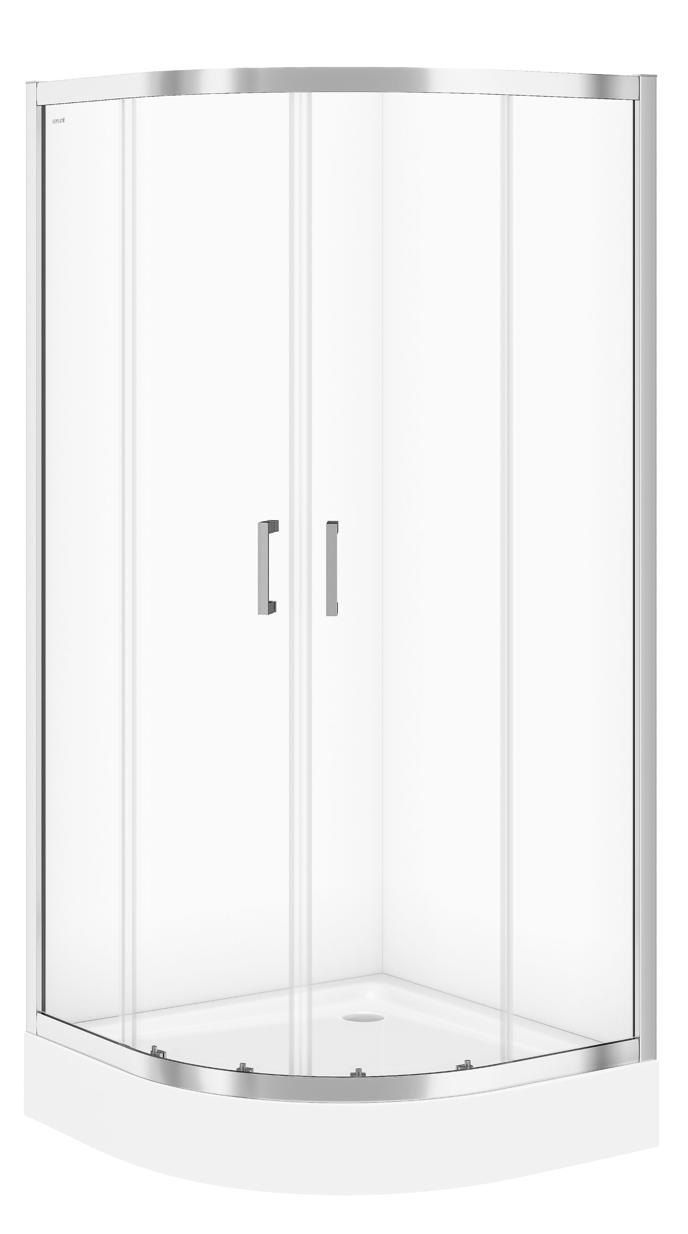 Cersanit Basic cabină cu cădiță 90x90 cm semicircular crom luciu/sticlă transparentă S601-118