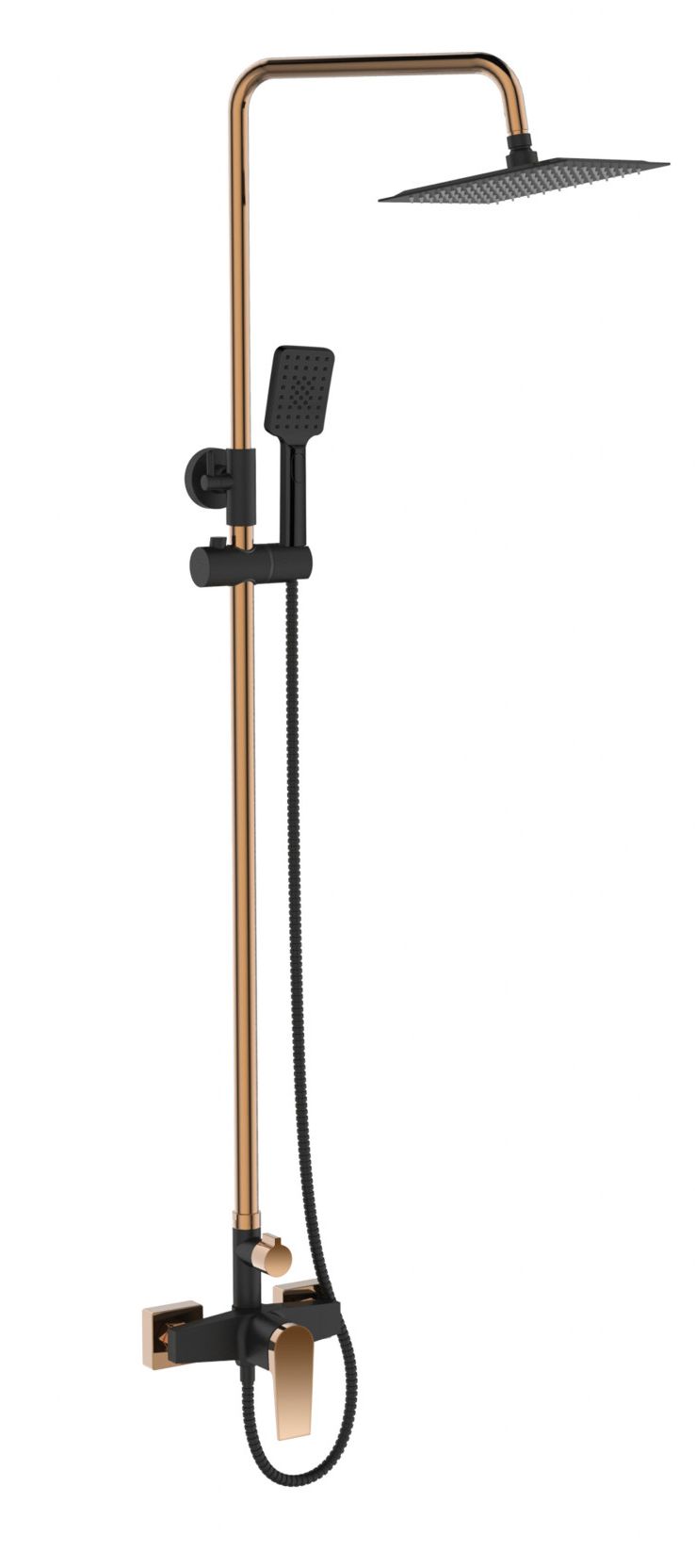 Invena Midnight set de duș perete cu duș de ploaie negru-auriu AU-35-D14