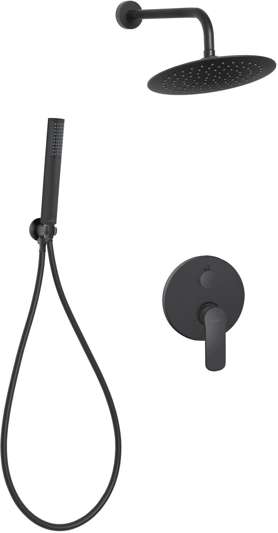 Invena Siros set de duș ascuns cu duș de ploaie negru BS-90-012