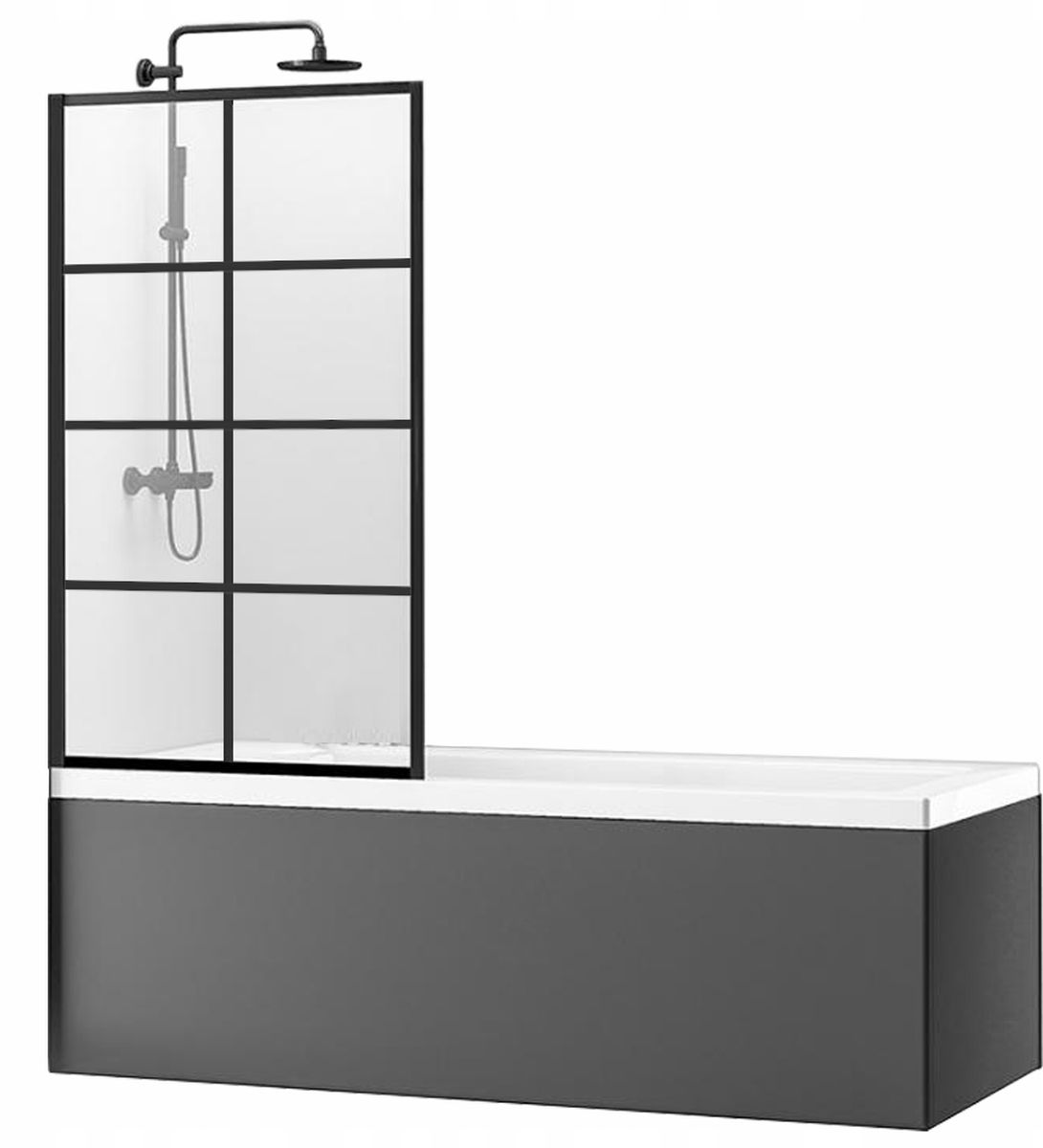 Rea Lagos paravan cadă 70 cm o piesă negru mat/sticlă transparentă REAK4560